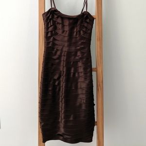 BCBG Strapless Brown Cocktail Dress